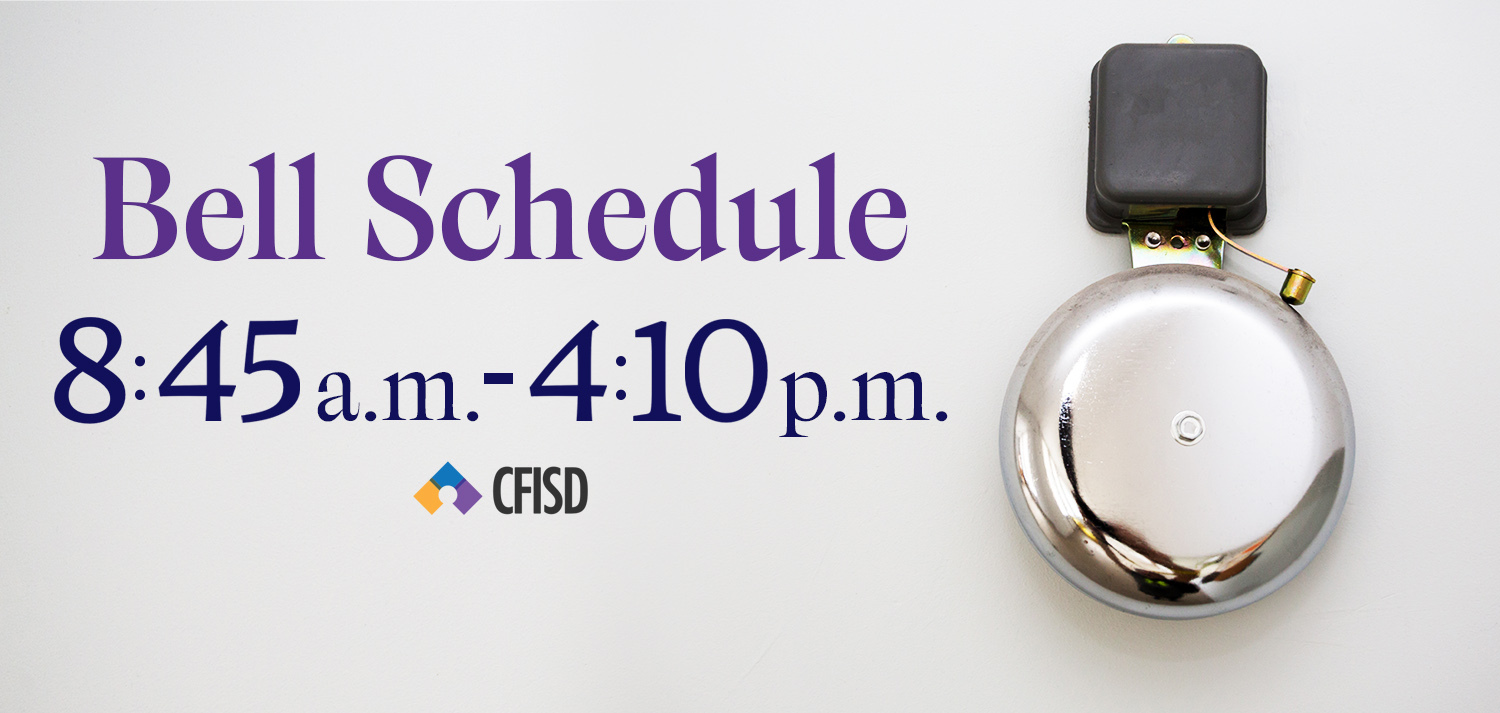 bell schedule; 8:45 a.m. - 4:10 p.m.